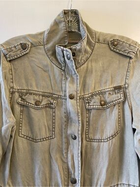 Max Jeans Light Olive Utility Button-Front Jacket